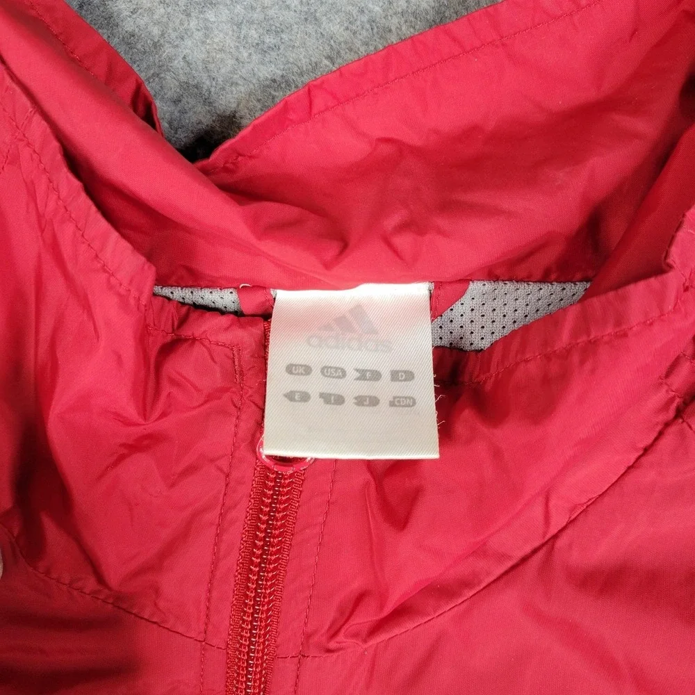 Vintage Adidas Jacket Mens Large Red Full Zip Track 3 Stripes‎ Windbreaker 2000s